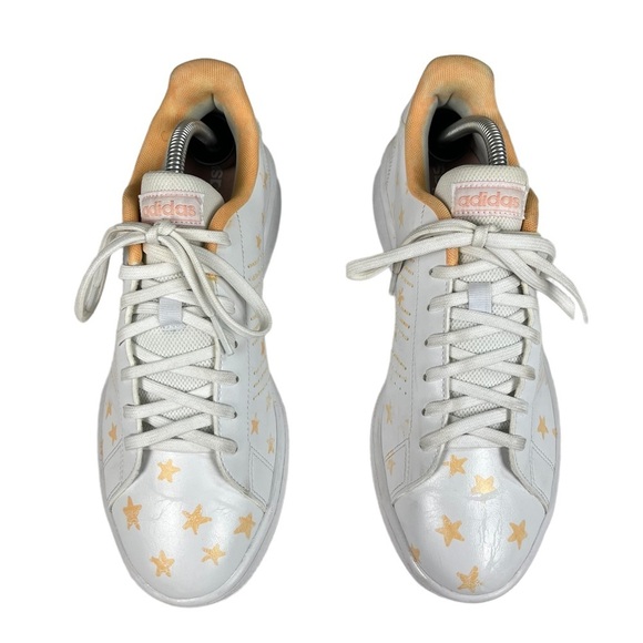 Adidas Advantage Base White With Orange Stars Shoes Womens Size 10 - Picture 5 of 10